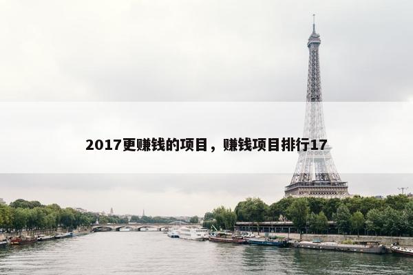 2017更赚钱的项目，赚钱项目排行17