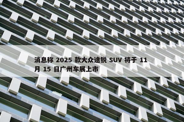 消息称 2025 款大众途锐 SUV 将于 11 月 15 日广州车展上市