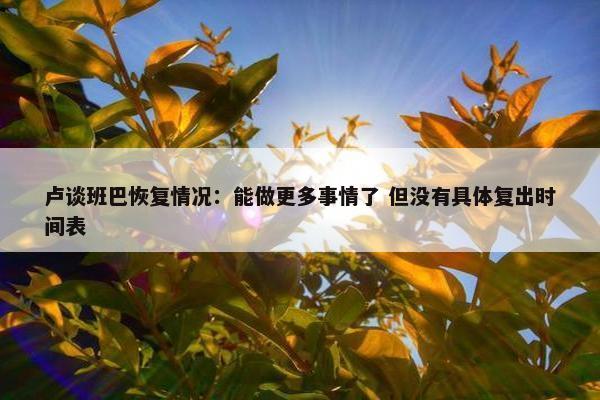 卢谈班巴恢复情况：能做更多事情了 但没有具体复出时间表